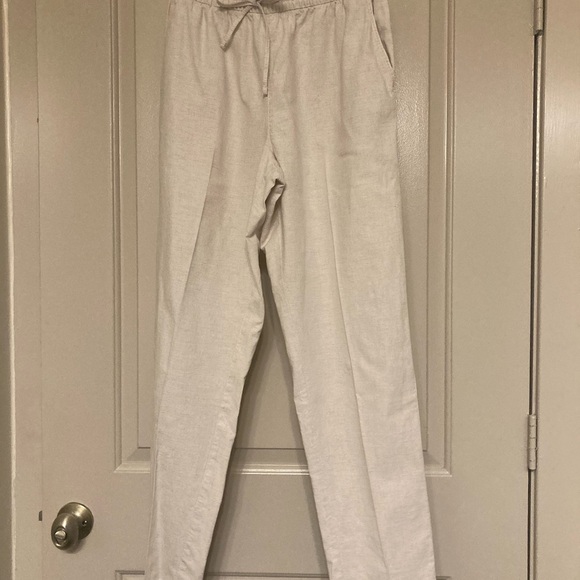 H&M linen blend tan slacks, size small - Picture 3 of 6